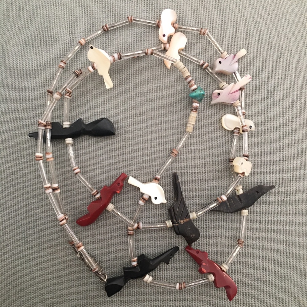 Native Heishi multi stone fetish necklace - Picture 2 of 5